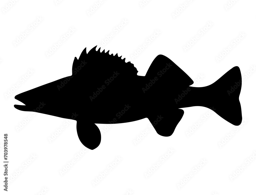 Walleye fish silhouette vector art white background Walleye fish silhouette vector art white background