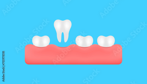 Pulled tooth icon. Flat, color, extracted tooth from gum, isolated teeth icon, dentistry design. Vector icon