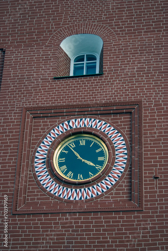 Clock on the wall of Moscow Kremlin tower