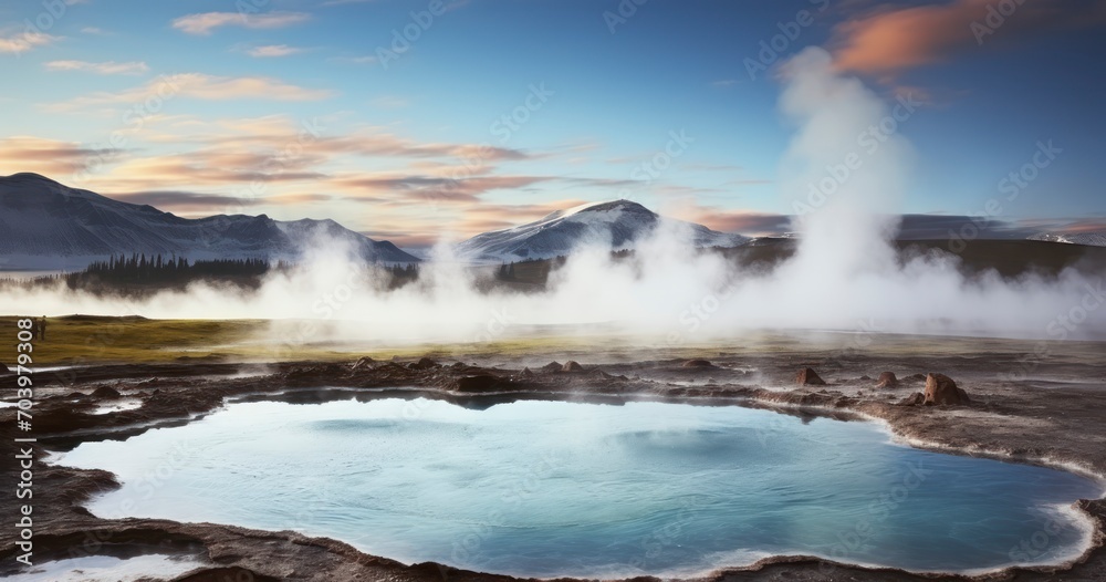 The Unique and Mesmerizing Environment of a Geothermal Hot Spring Area. Generative AI