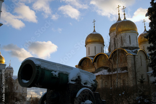 Assumption church and King Cannon in Moscow Kremlin