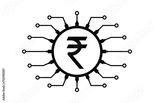 indian digital currency integrated with tech rupee symbol vector