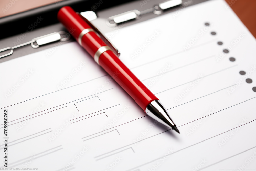 Red marking on checklist box with pencil close up. Checklist concept Red marking on checklist box with pencil close up. Checklist concept