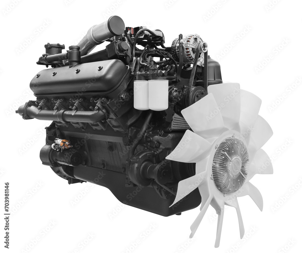 Modern heavy duty truck diesel engine isolated on white background Modern heavy duty truck diesel engine isolated on white background
