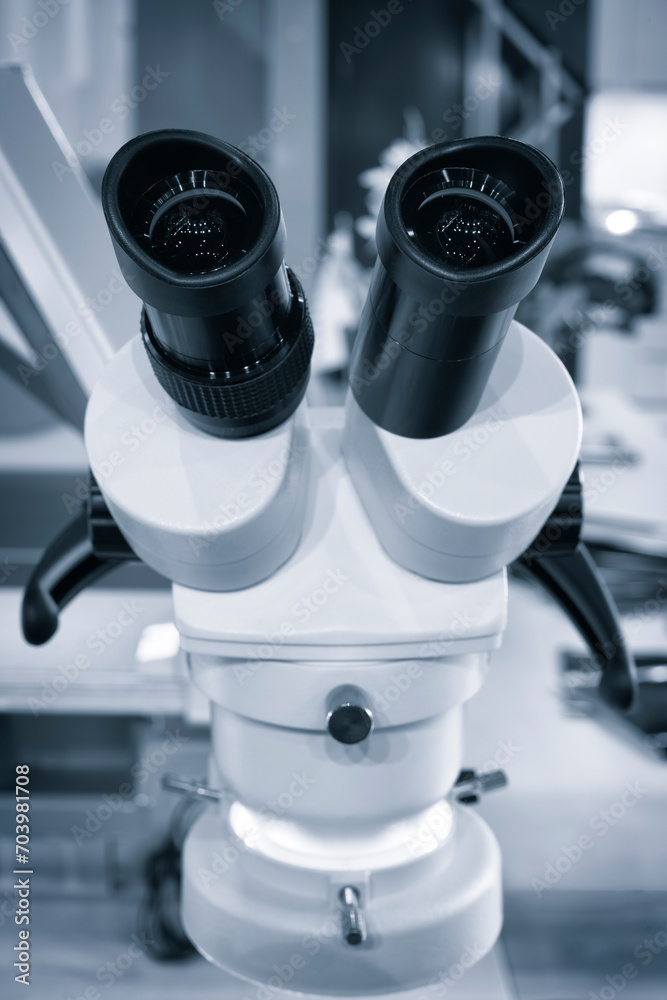Close-up microscope in a science laboratory Close-up microscope in a science laboratory