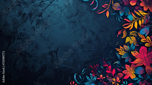 Dark Blue Wallpaper with Vibrant Border Elements - Contemporary Design, Bold Color Contrast, and Blue Background concept