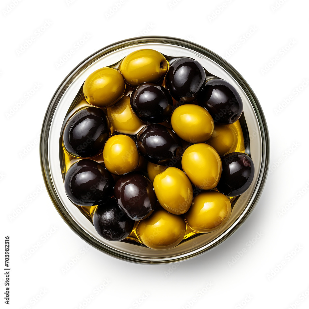 a bowl of black and yellow olives with transparent background created with Generative Ai a bowl of black and yellow olives with transparent background created with Generative Ai