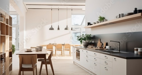 The Essence of Minimalism Captured in a Modern Home's Kitchen. Generative AI