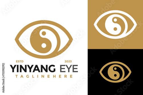 Yin Yang Eye Vision Logo design vector symbol icon illustration