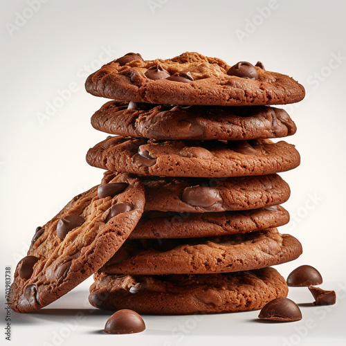 stack of chocolate cookies on transparent background created with Generative Ai