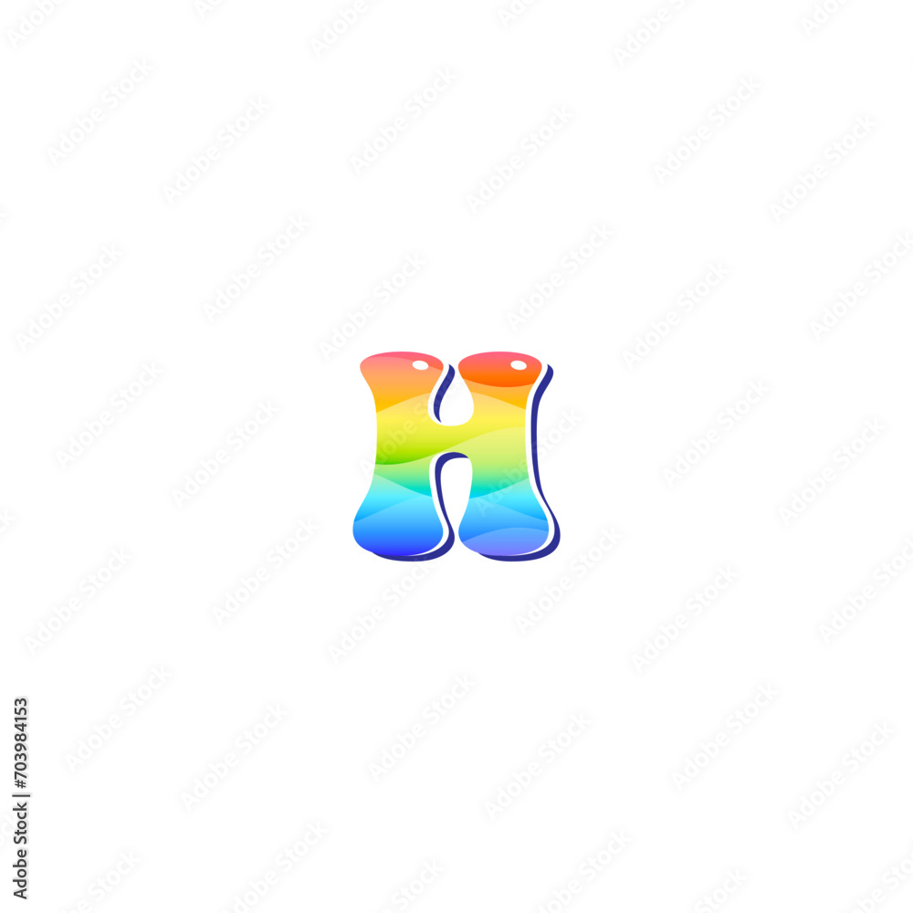 Colorful 3D rainbow letter H