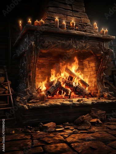 wood burning in fireplace