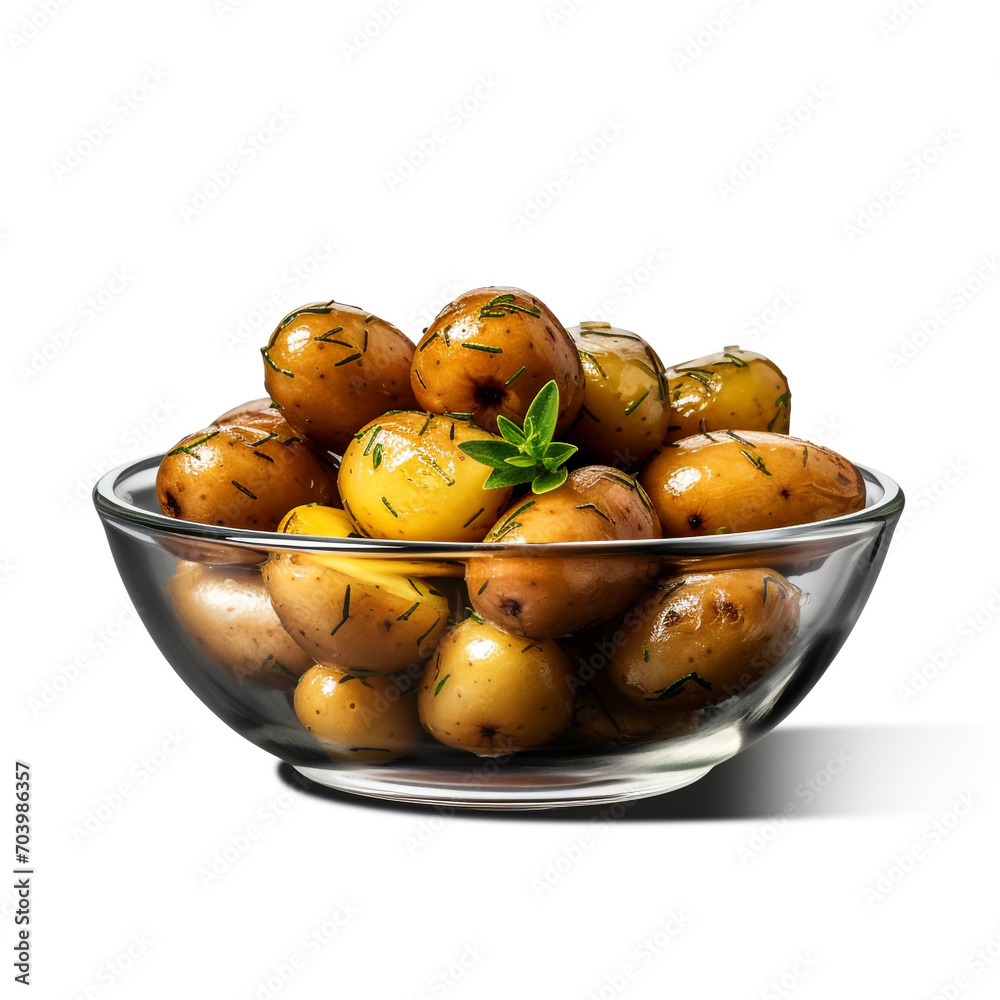 a bowl of potatoes with a black bowl on transparent background created with Generative Ai a bowl of potatoes with a black bowl on transparent background created with Generative Ai