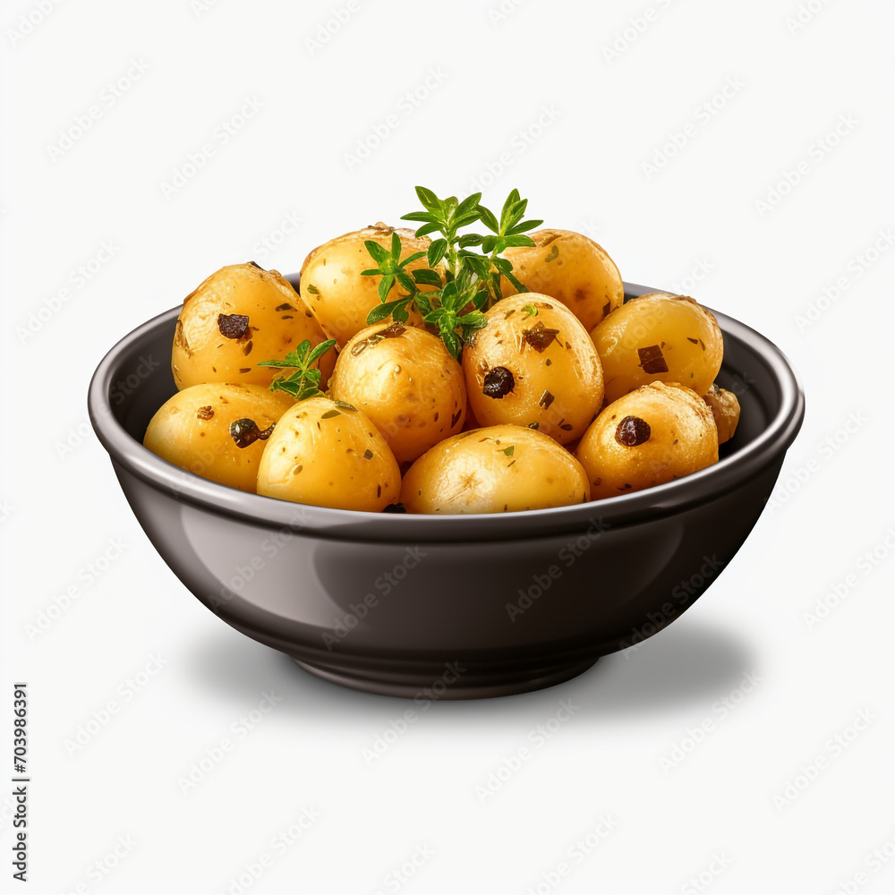 a bowl of potatoes with a black bowl on transparent background created with Generative Ai a bowl of potatoes with a black bowl on transparent background created with Generative Ai
