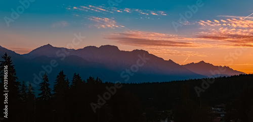 Fototapeta Naklejka Na Ścianę i Meble -  Alpine sunrise at Mount Patscherkofel, Innsbruck, Tyrol, Austria