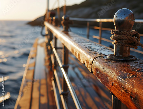 Brass and Wood Nautical Railing