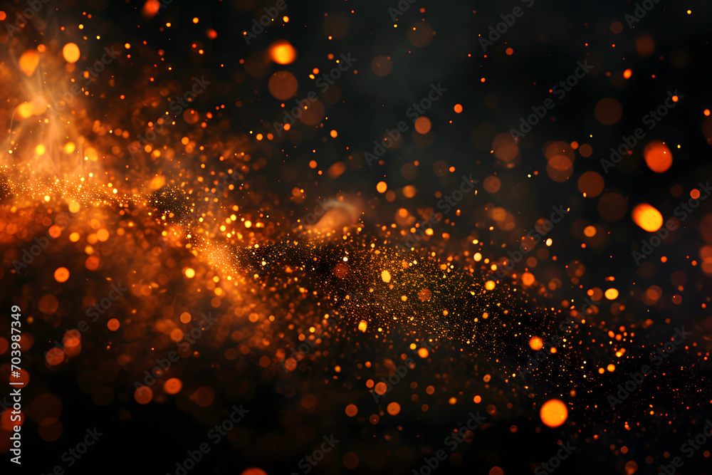 Abstract Glowing Fire Embers Scatter Across a Black Background, Creating a Mesmerizing Display of Sparkling Particles and Dark Glitter Lights Abstract Glowing Fire Embers Scatter Across a Black Background, Creating a Mesmerizing Display of Sparkling Particles and Dark Glitter Lights