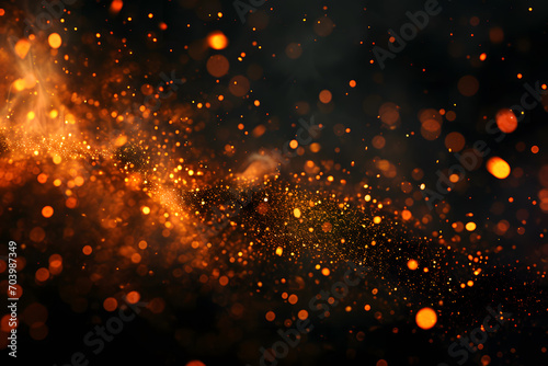 Abstract Glowing Fire Embers Scatter Across a Black Background  Creating a Mesmerizing Display of Sparkling Particles and Dark Glitter Lights