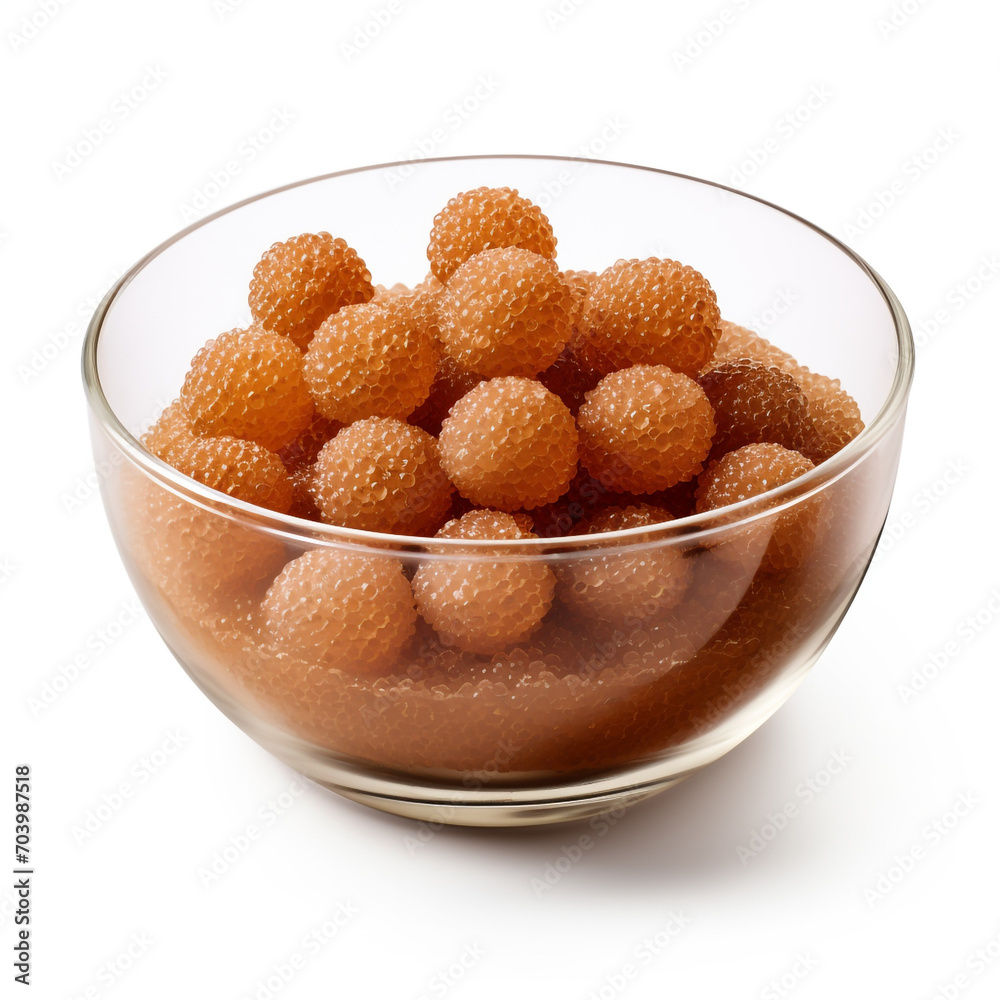 brown sugar caviar bubbles in a glass bowl with transparent background created with Generative Ai brown sugar caviar bubbles in a glass bowl with transparent background created with Generative Ai