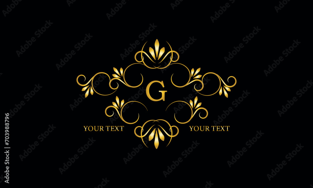 Luxury gold initial letter G monogram with frame ornament for boutique, beauty spa, hotel, resort, restaurant, jewelry, cosmetic logo design, wedding. Luxury gold initial letter G monogram with frame ornament for boutique, beauty spa, hotel, resort, restaurant, jewelry, cosmetic logo design, wedding.