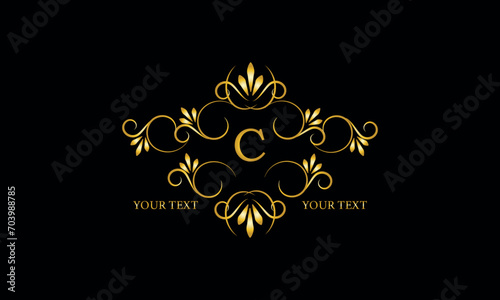 Wallpaper Mural Luxury gold initial letter C monogram with frame ornament for boutique, beauty spa, hotel, resort, restaurant, jewelry, cosmetic logo design, wedding. Torontodigital.ca
