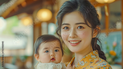 Intercultural a Young Radiant 25 Year old Mother Sharing a Tender Moment with her Baby and both Smiling Warmly Wallpaper Background Brainstorming Family Map Digital Art Magazine Poster