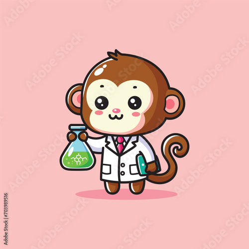 cute vector design illustration of scientist monkey