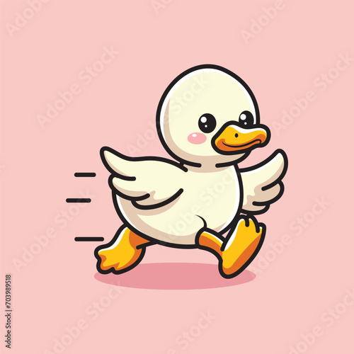 cute running duck vector design illustration