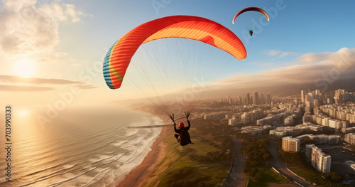 Experiencing the Freedom of Flight Through Paragliding. Generative AI