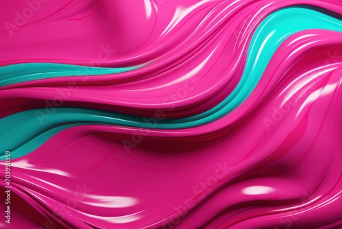  a close up of a pink and teal wave of liquid or liquid paint with a blue stripe on the top of the wave of the wave of the liquid.