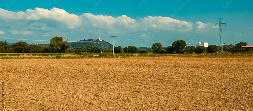 Agricultural summer view with Mount Bogenberg, Bogen, Danube, Bavaria, Germany