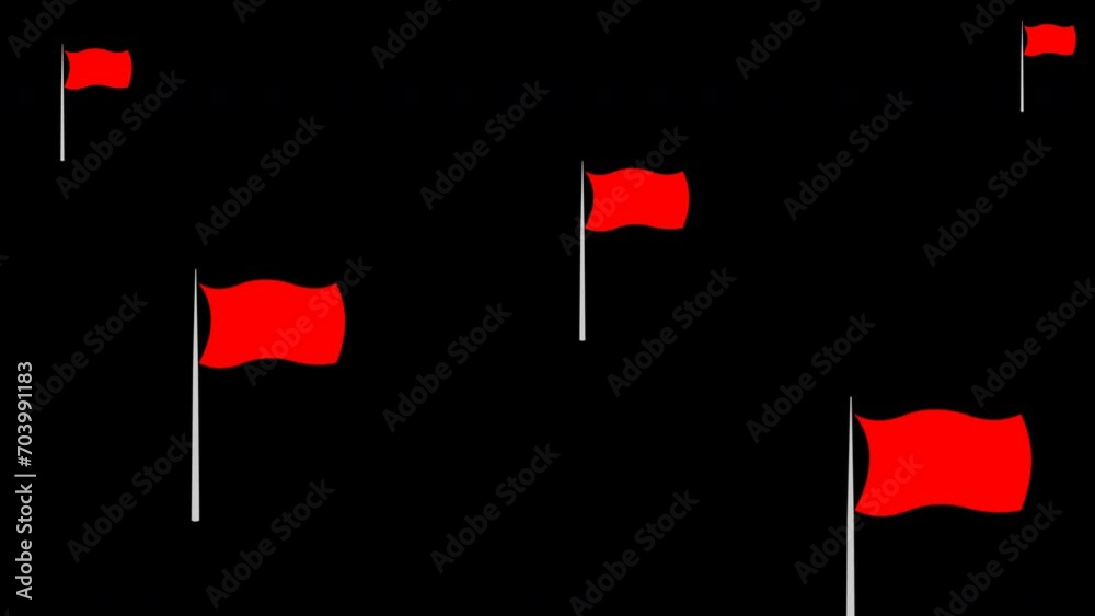 Red Flags Waving Animation Red Pink Claret Wavy Flag Group Sport