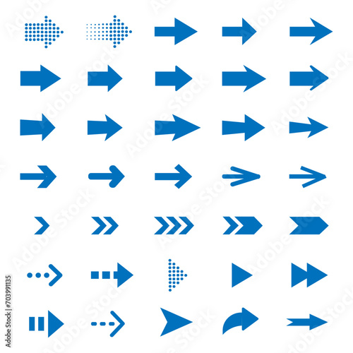 Arrows big blue icon set. Arrow icon. Arrow vector collection. Arrow. Cursor. Modern simple arrows. Vector illustration