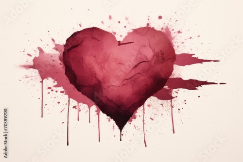  a watercolor painting of a heart with paint splatters on the bottom and bottom of the heart and the bottom of the heart on the bottom of the image.
