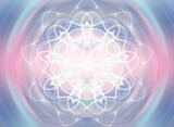 Mandala de lumière plasma blanche sur fond rose bleuté
