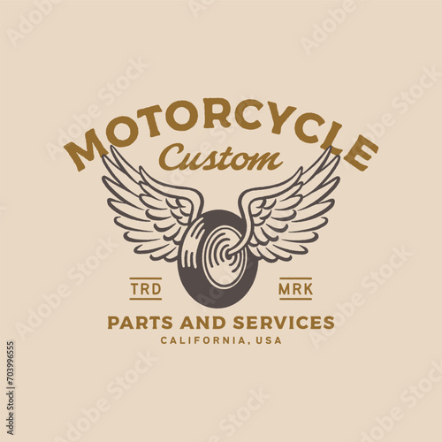 Vintage illustrations of wheels and wings for t-shirt design or poster
