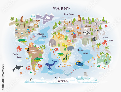 World Map Animal Charakter's Desing