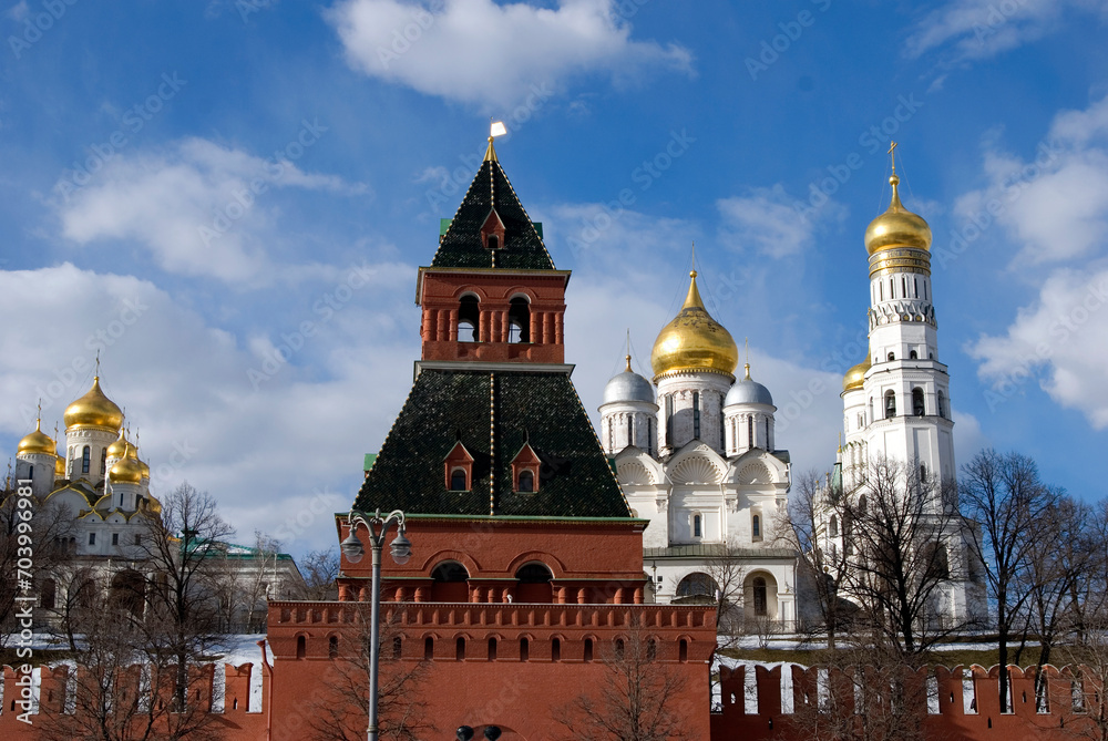Architecture of Moscow Kremlin. Color photo.
