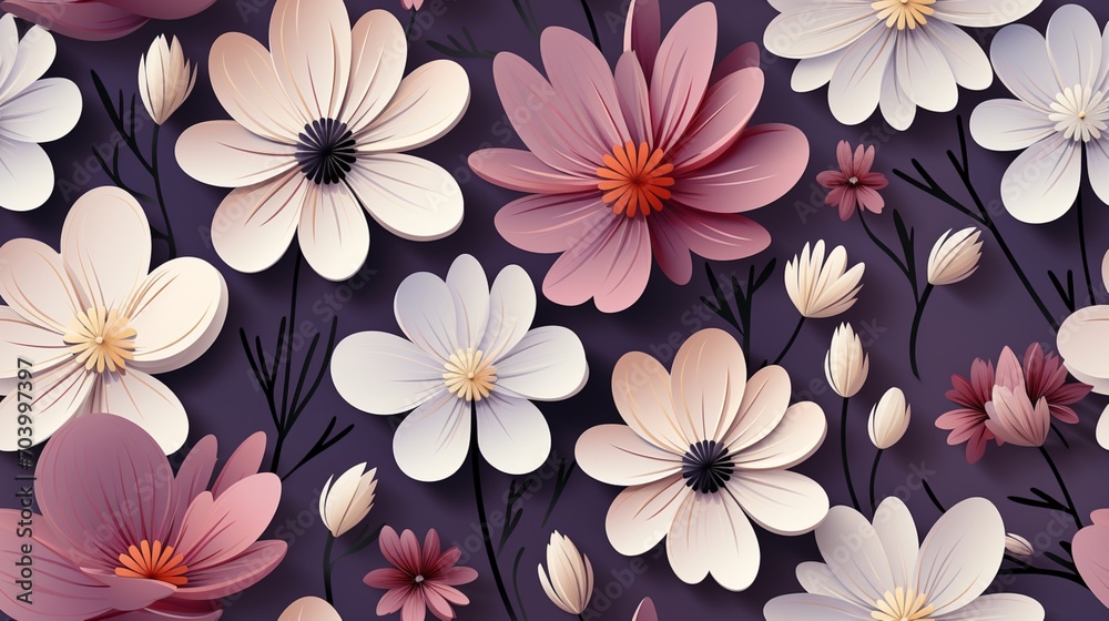 Seamless daisy flower earthy color pattern background