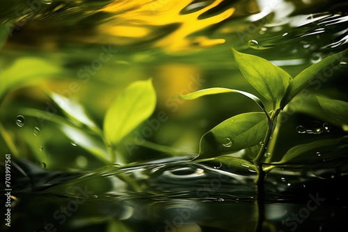  a close up of a plant with water droplets on it's leaves and water droplets on it's leaves and water droplets on the leaves of the water.