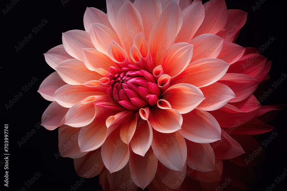 a close up of a pink flower on a black background with a reflection of the flower in the center of the flower and the petals in the center of the flower. a close up of a pink flower on a black background with a reflection of the flower in the center of the flower and the petals in the center of the flower.