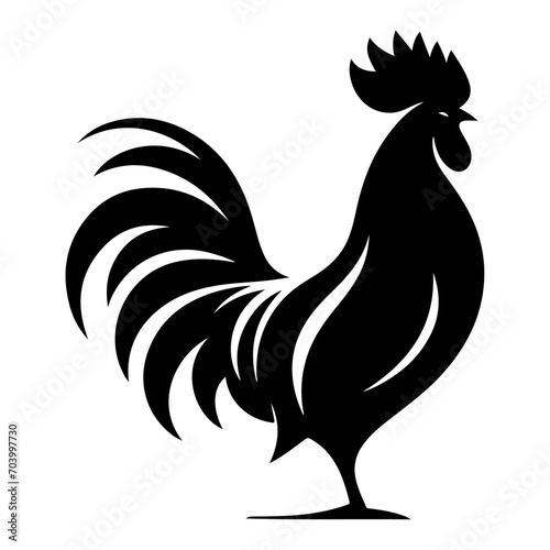 Rooster vector silhouette black color, Chicken vector silhouette, isolated white background