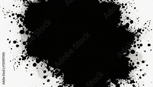 blots of black ink on white background flat lay space for text