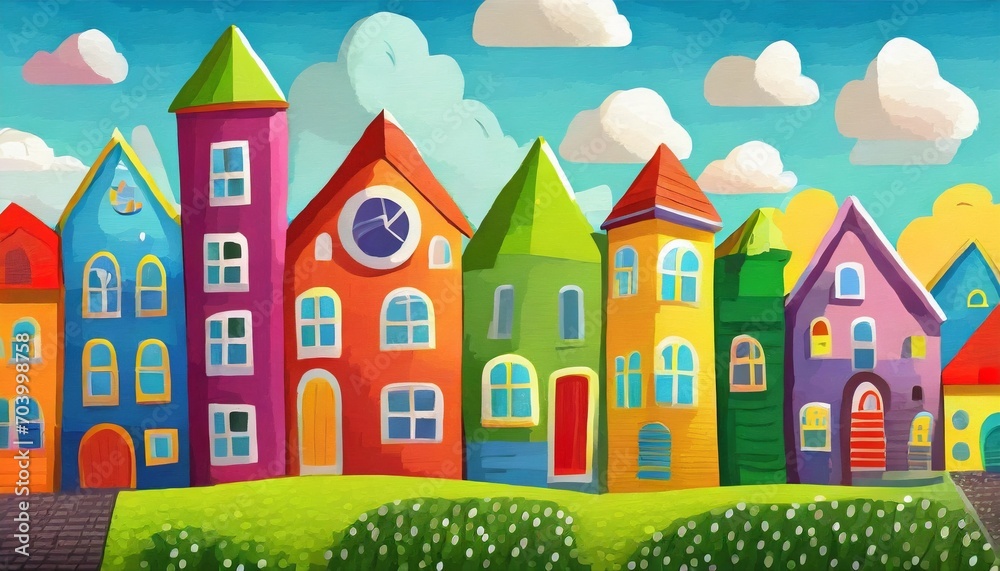 kids wallpaper a small painted city colorful houses a fabulous city wallpaper for the children s room graphic drawing of the city