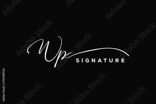WP initials Handwriting signature logo. WP Hand drawn Calligraphy lettering Vector. WP letter real estate, beauty, photography letter logo design.
