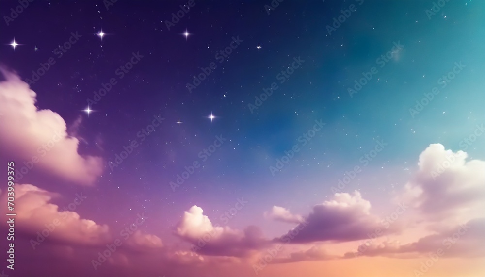 deep midnight gradient dreamy moonlight sky with fluffy clouds and glowing stars phone hd wallpaper ai generated