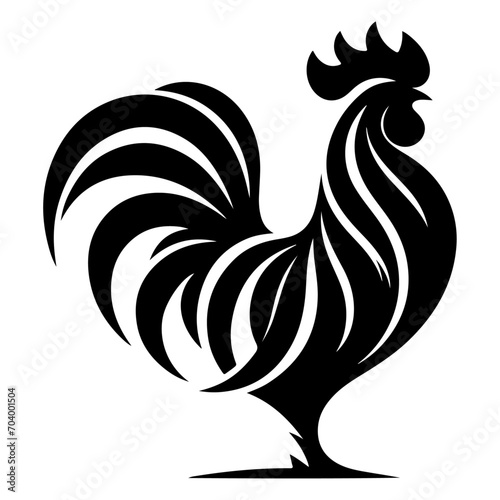 Rooster vector silhouette black color, Chicken vector silhouette, isolated white background