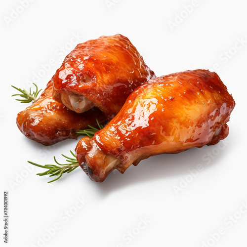 roasted chicken leg pieces on transparent background created with Generative Ai