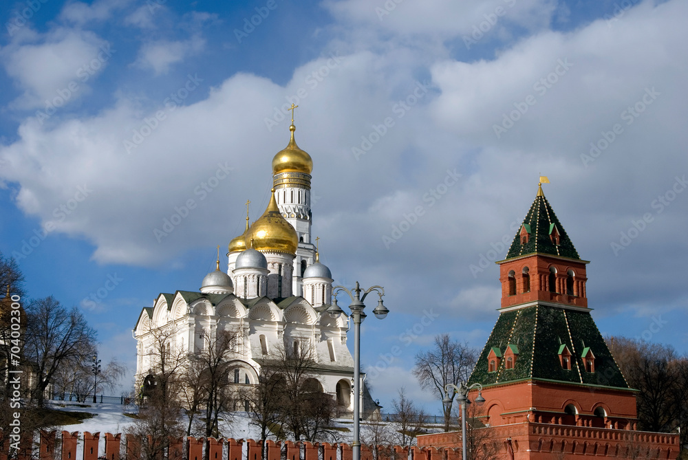 Architecture of Moscow Kremlin. Color photo.