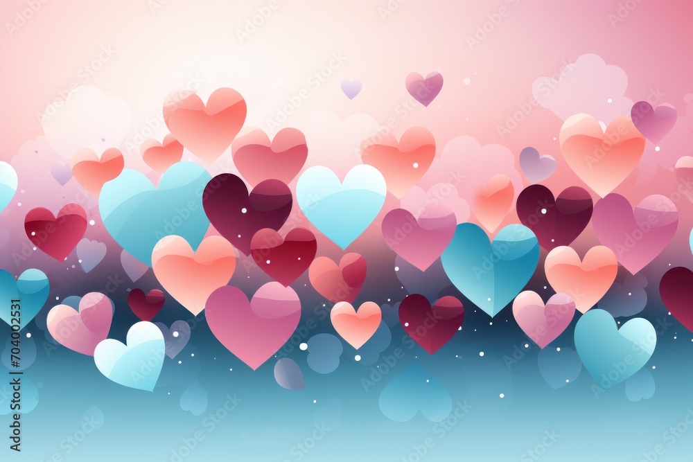 a bunch of hearts that are on a blue and pink background with a pink sky in the background and a pink and blue sky in the middle of the background. a bunch of hearts that are on a blue and pink background with a pink sky in the background and a pink and blue sky in the middle of the background.